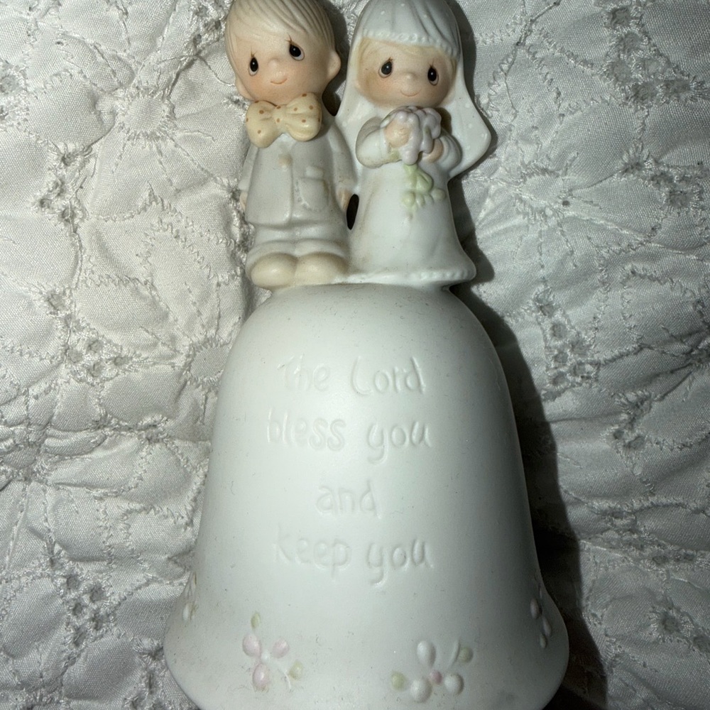 Precious Moments White & Cream Bride and Groom Bell Figurine